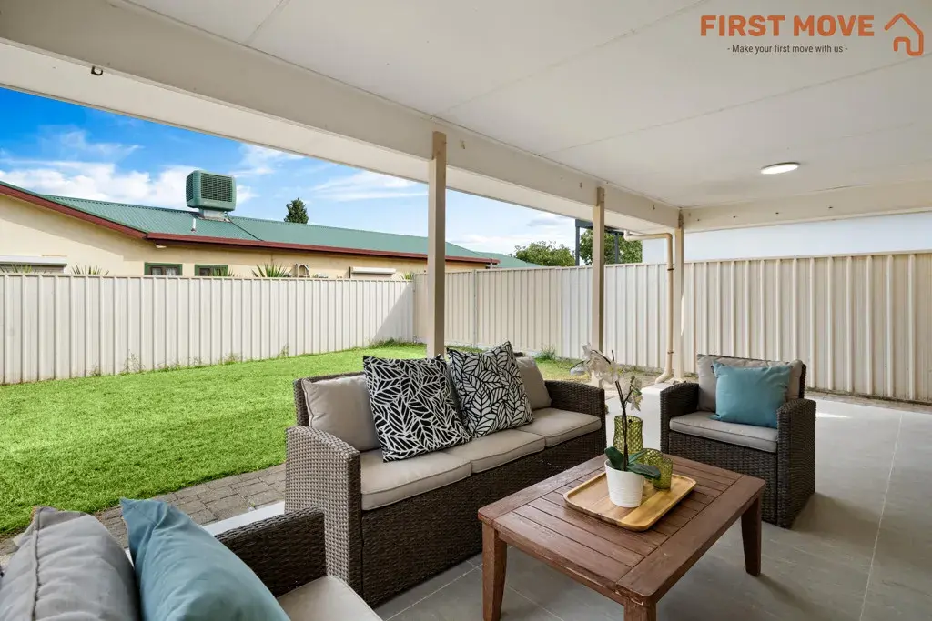 5A Rowe Avenue, Northfield, SA 5085 Outdoor seating area with greenery.