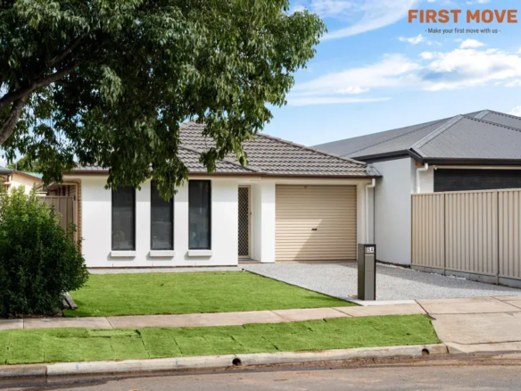 5A Rowe Avenue, Northfield, SA 5085 road view main Modern house with green lawn.
